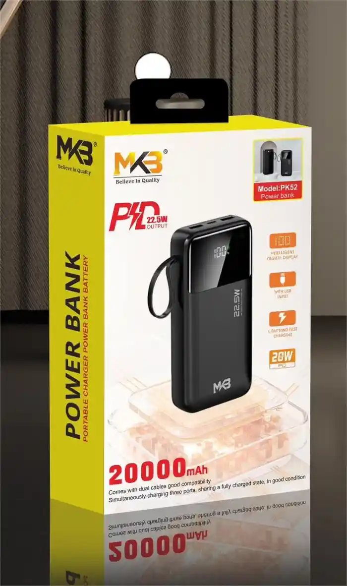 MKB PK52 20000mah power bank PD 22.5W with extra Holder